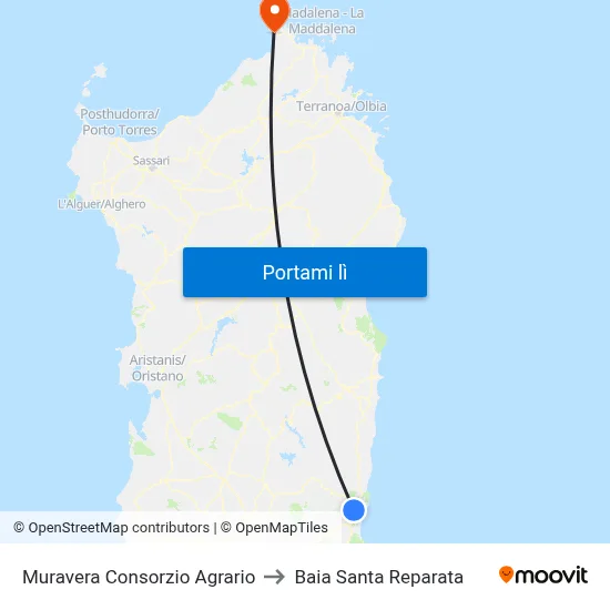Muravera Consorzio Agrario to Baia Santa Reparata map