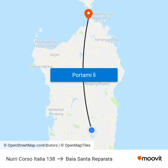 Nurri Corso Italia 138 to Baia Santa Reparata map