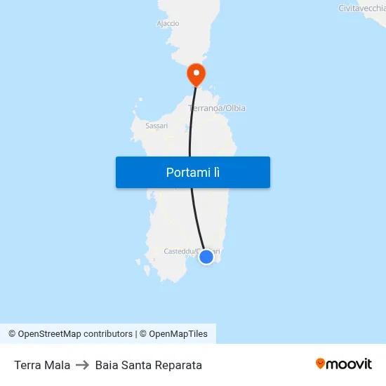 Terra Mala to Baia Santa Reparata map