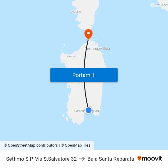 Settimo S.P. Via S.Salvatore 32 to Baia Santa Reparata map