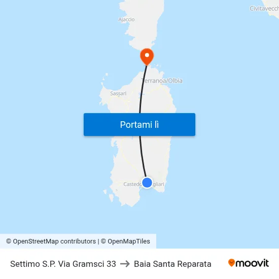 Settimo S.P. Via Gramsci 33 to Baia Santa Reparata map