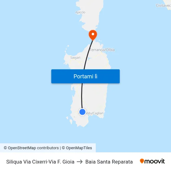 Siliqua Via Cixerri-Via F. Gioia to Baia Santa Reparata map