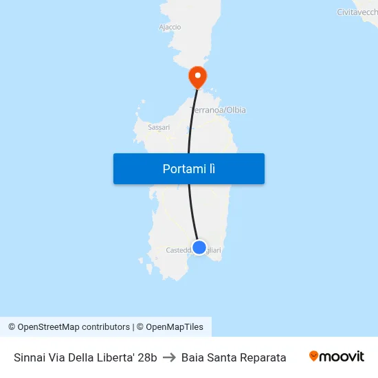 Sinnai Via Della Liberta' 28b to Baia Santa Reparata map