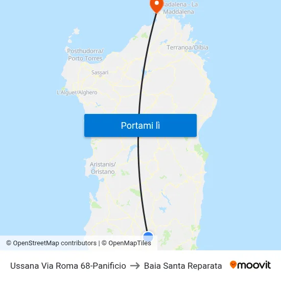 Ussana Via Roma 68-Panificio to Baia Santa Reparata map