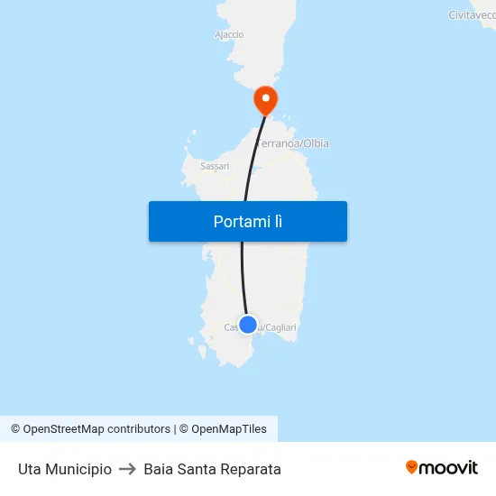 Uta Municipio to Baia Santa Reparata map