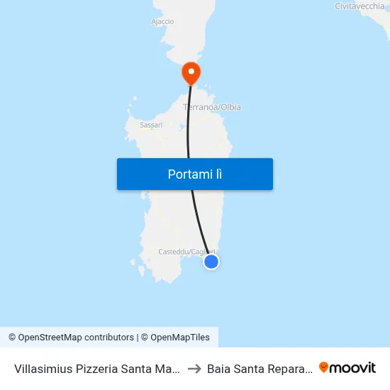 Villasimius Pizzeria Santa Maria to Baia Santa Reparata map