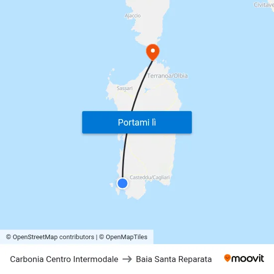 Carbonia Centro Intermodale to Baia Santa Reparata map