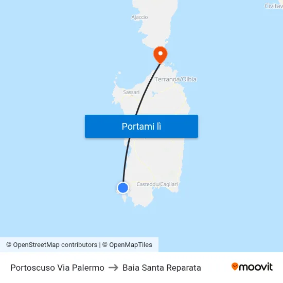 Portoscuso Via Palermo to Baia Santa Reparata map