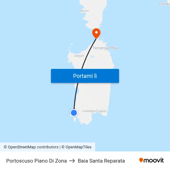 Portoscuso Piano Di Zona to Baia Santa Reparata map