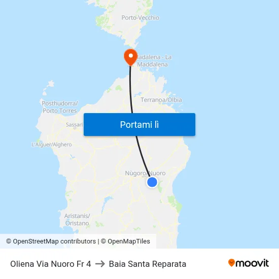 Oliena Via Nuoro Fr 4 to Baia Santa Reparata map