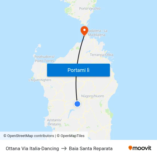 Ottana Via Italia-Dancing to Baia Santa Reparata map
