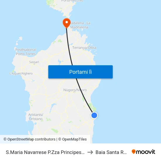 S.Maria Navarrese P.Zza Principessa Di Navarra to Baia Santa Reparata map