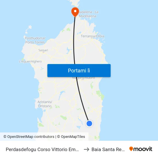 Perdasdefogu Corso Vittorio Emanuele 121 to Baia Santa Reparata map