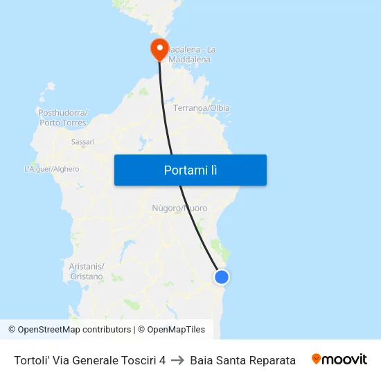 Tortoli' Via Generale Tosciri 4 to Baia Santa Reparata map