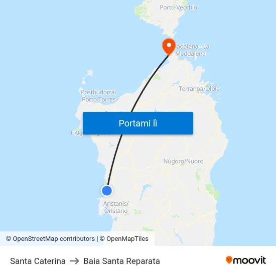 Santa Caterina to Baia Santa Reparata map