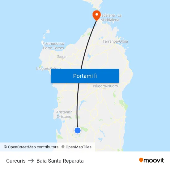 Curcuris to Baia Santa Reparata map