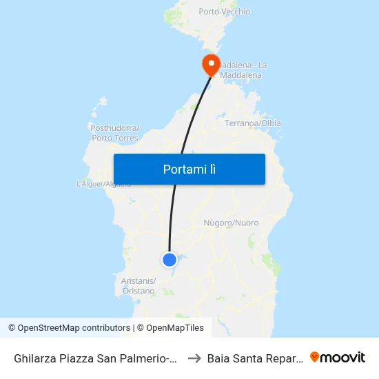 Ghilarza Piazza San Palmerio-Torre to Baia Santa Reparata map