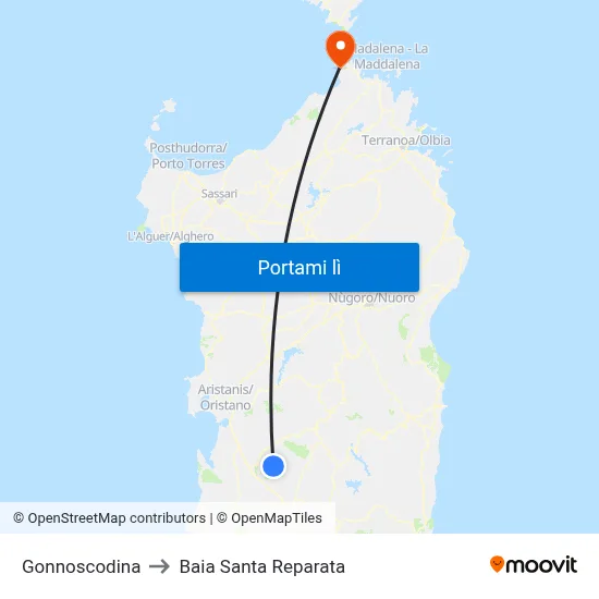 Gonnoscodina to Baia Santa Reparata map