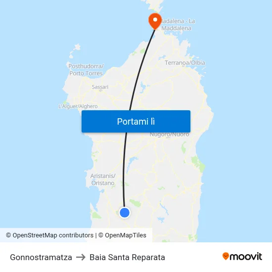 Gonnostramatza to Baia Santa Reparata map
