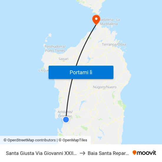 Santa Giusta Via Giovanni XXIII 16 to Baia Santa Reparata map