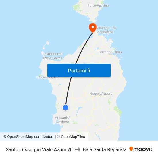 Santu Lussurgiu Viale Azuni 70 to Baia Santa Reparata map