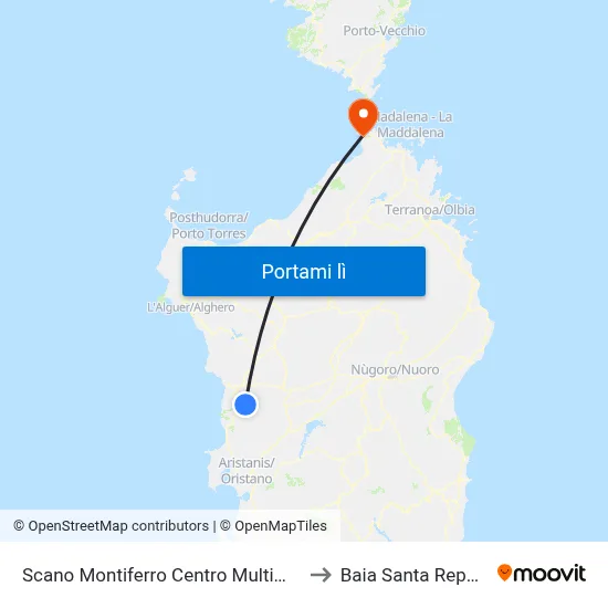 Scano Montiferro Centro Multimediale to Baia Santa Reparata map
