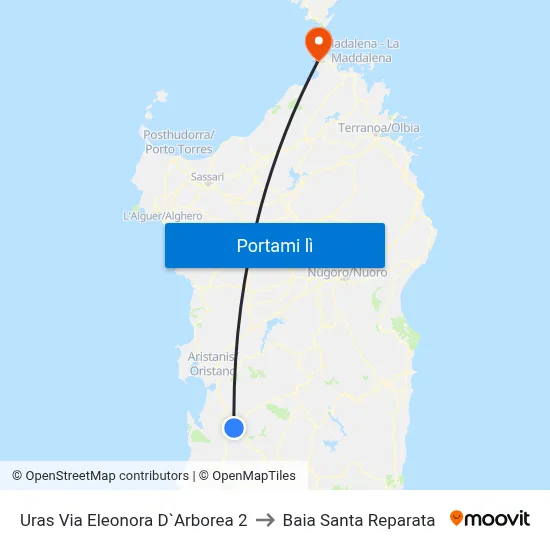 Uras Via Eleonora D`Arborea 2 to Baia Santa Reparata map