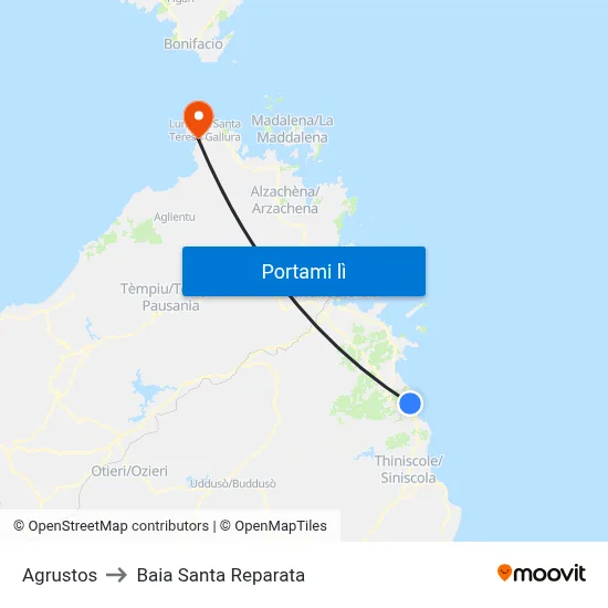 Agrustos to Baia Santa Reparata map