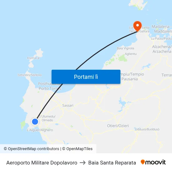 Aeroporto Militare Dopolavoro to Baia Santa Reparata map