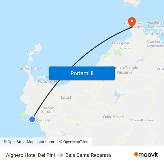 Alghero Hotel Dei Pini to Baia Santa Reparata map