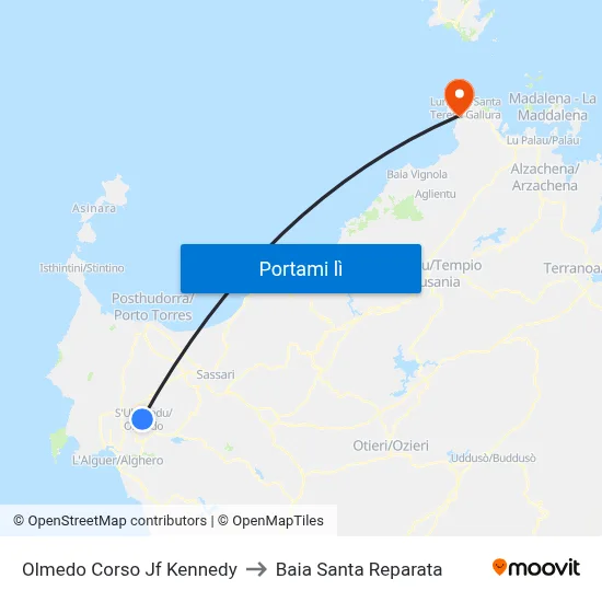 Olmedo Corso Jf Kennedy to Baia Santa Reparata map