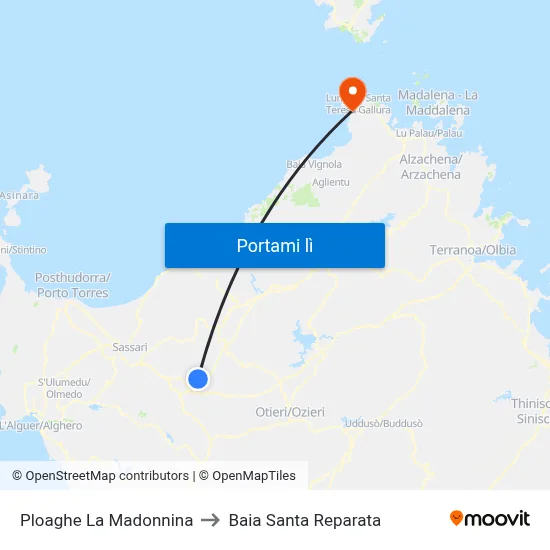 Ploaghe La Madonnina to Baia Santa Reparata map
