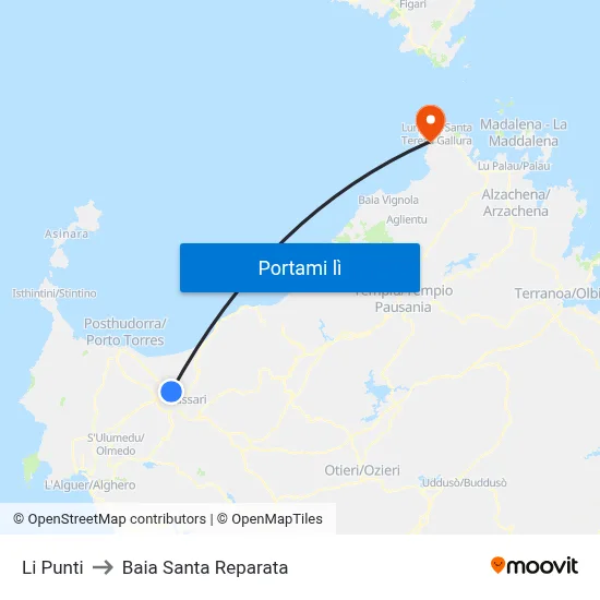 Li Punti to Baia Santa Reparata map