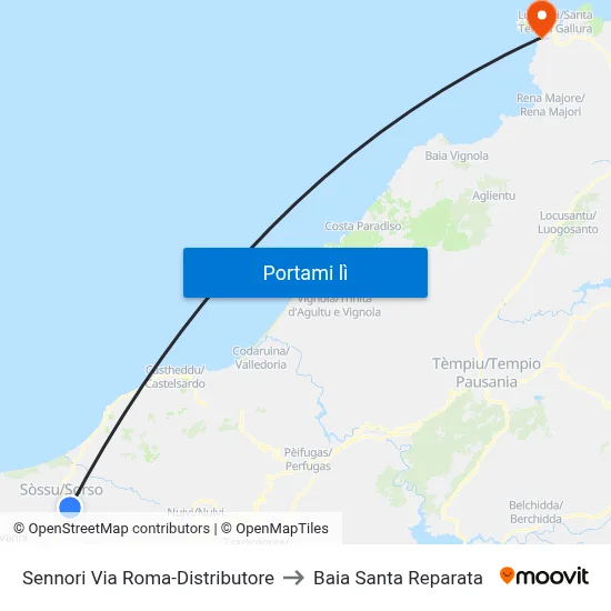 Sennori Via Roma-Distributore to Baia Santa Reparata map