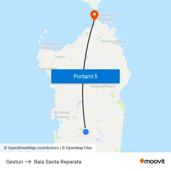 Gesturi to Baia Santa Reparata map