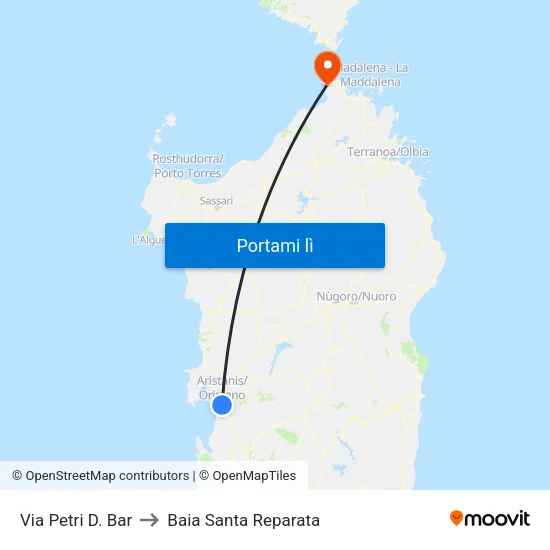 Via Petri D. Bar to Baia Santa Reparata map