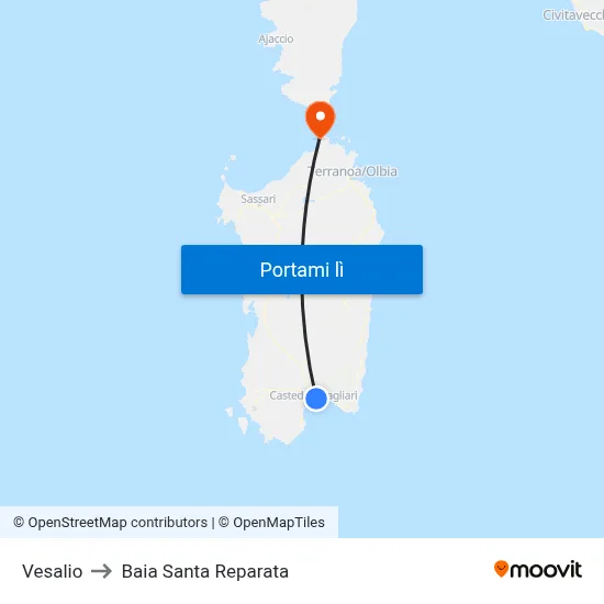 Vesalio to Baia Santa Reparata map