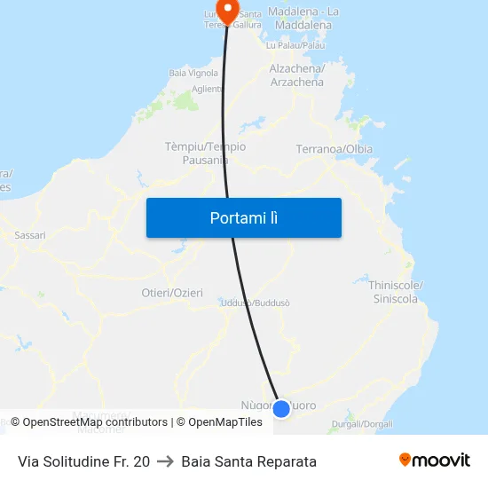 Via Solitudine Fr. 20 to Baia Santa Reparata map