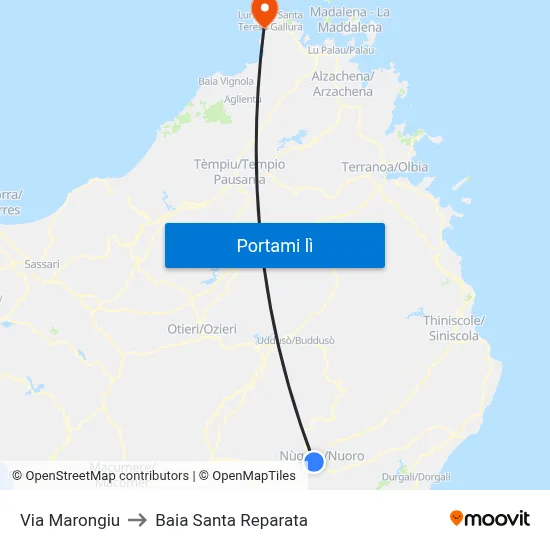 Via Marongiu to Baia Santa Reparata map