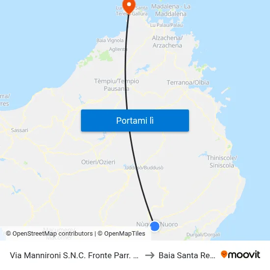 Via Mannironi S.N.C. Fronte Parr. S.Francesco to Baia Santa Reparata map