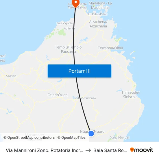 Via Mannironi Zonc. Rotatoria Incr. Via Trieste to Baia Santa Reparata map