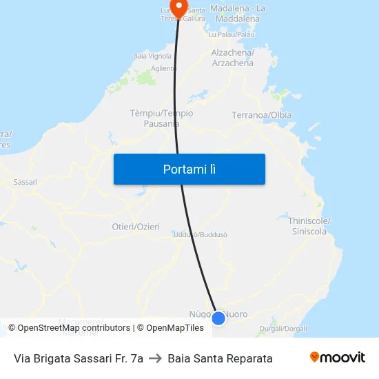 Via Brigata Sassari Fr. 7a to Baia Santa Reparata map