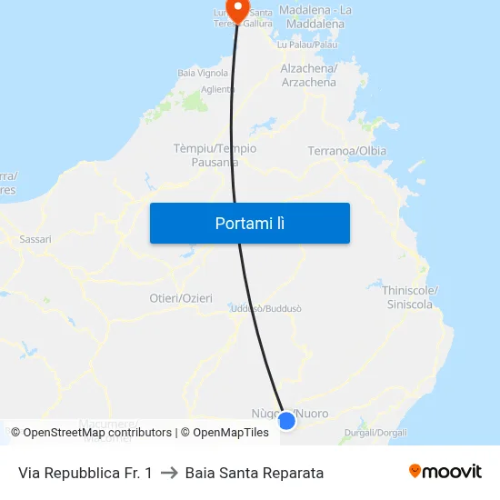 Via Repubblica Fr. 1 to Baia Santa Reparata map