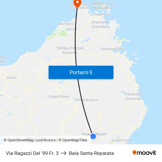 Via Ragazzi Del '99 Fr. 3 to Baia Santa Reparata map