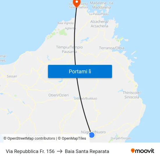 Via Repubblica Fr. 156 to Baia Santa Reparata map