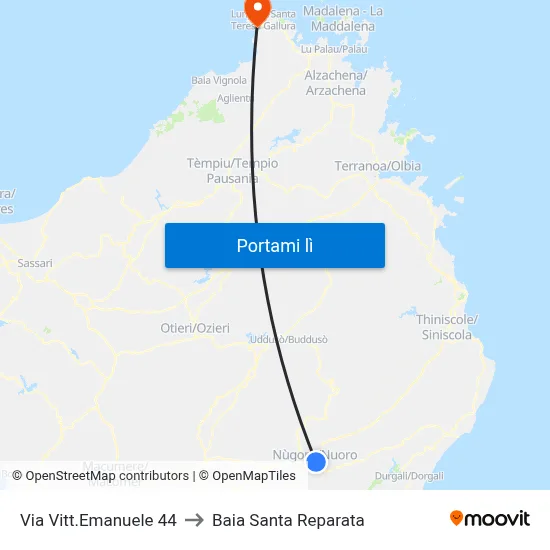 Via Vitt.Emanuele 44 to Baia Santa Reparata map