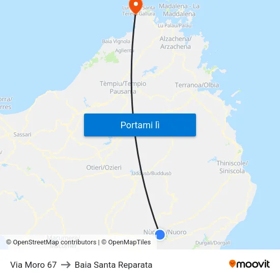 Via Moro 67 to Baia Santa Reparata map