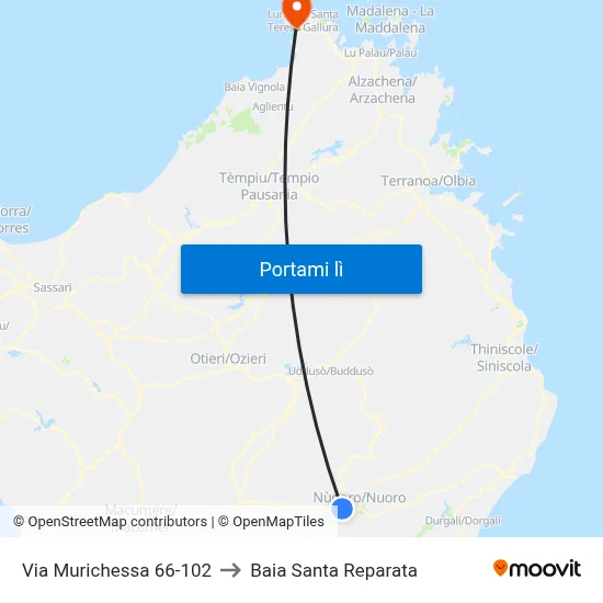 Via Murichessa 66-102 to Baia Santa Reparata map