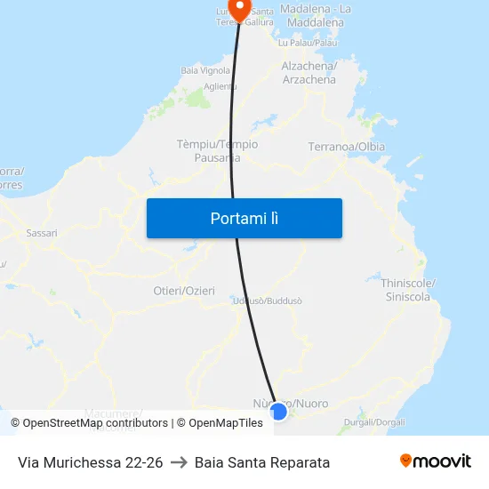 Via Murichessa 22-26 to Baia Santa Reparata map