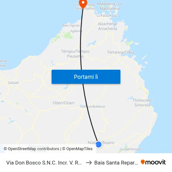 Via Don Bosco S.N.C. Incr. V. Rodari to Baia Santa Reparata map
